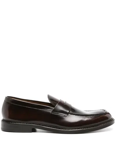 Doucal's Penny-slot Leather Loafers In Brown