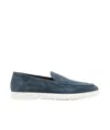 Doucal's Moc-stitching Suede Loafers In Blue