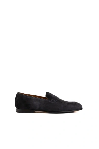 Doucal's Penny Suede Moccasin In Notte+f.do Nero