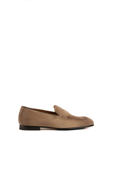 Doucal's Penny Suede Moccasin In Sabbia+f.do T.moro