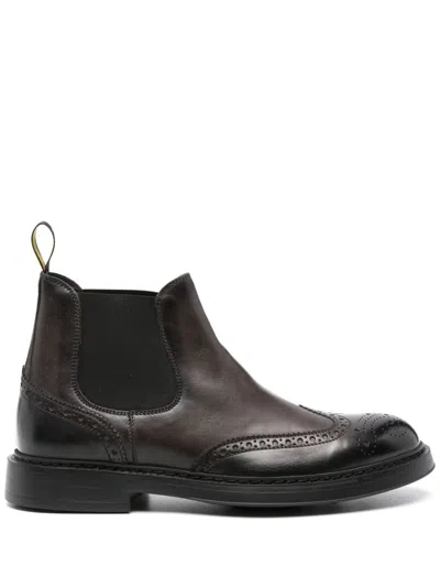 Doucal's Perforated-embellished Boots In Brown