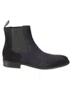 Doucal's Man Ankle Boots Navy Size 6.5 Leather In Blu/fondo Nero