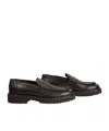 Doucal's Pebble-textured Penny-slot Loafers In Black