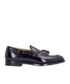 Doucal's Black Slip-on Loafers With Tassel Detail In Blue