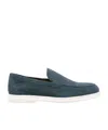 Doucal's Moc-stitching Suede Loafers In Blue