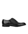 Doucal's Blue Oxford Shoes In Brushed Leather With Toe Cap In Black