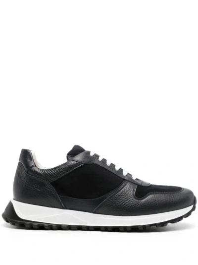 Doucal's Round-toe Panelled Sneakers In Black