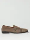 Doucal's Double Buckle Leather Moccasin In Camel
