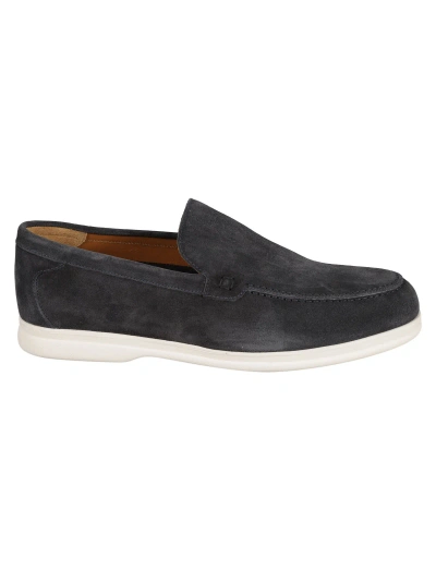 Doucal's Slip-on Suede Loafers In Notte Fdo Bianco