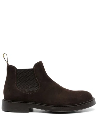 Doucal's Brown Suede Chelsea Boot With Elasticated Sides