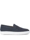Doucal's Suede Leather Loafers In Blue