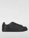 Doucal's Black Tumbled Leather Sneakers With Suede Heel In Schwarz