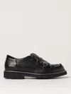 Doucal's Lace-up Shoe In Black Grained Leather In Schwarz