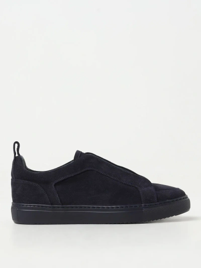 Doucal's Man Sneakers Midnight Blue Size 7 Leather In Grau