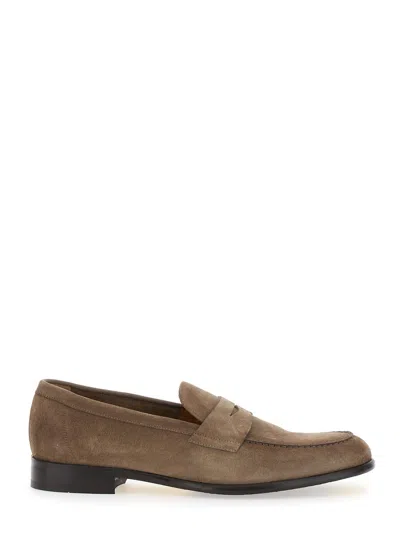 Doucal's Standford Beige Slip-on Loafers In Leather Man