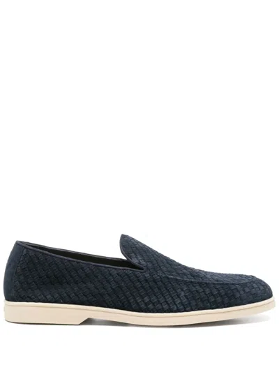 Doucal's Suede Derby Shoes In Blue