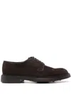 Doucal's Mink Suede Derby Lace-up Shoes In Brown