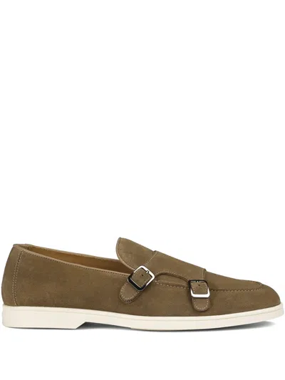Doucal's Suede Double-buckle Monk Shoes In Brown