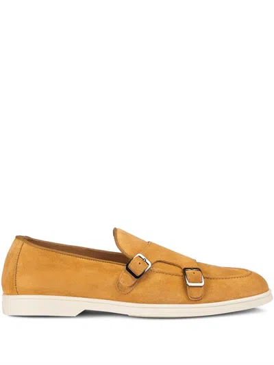 Doucal's Suede Double-buckle Monk Shoes In Yellow