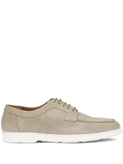 Doucal's Suede Lace-up Shoes In Pearl