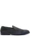 Doucal's Navy Blue Solid Loafers In Black