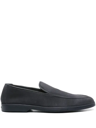Doucal's Navy Blue Solid Loafers