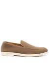 Doucal's Moc-stitching Suede Loafers In Brown