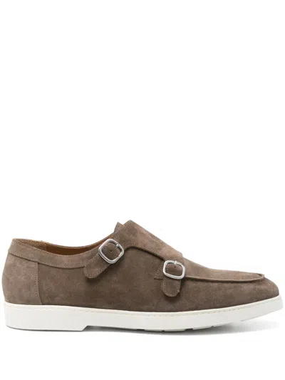 Doucal's Suede Monk Shoes In Brown