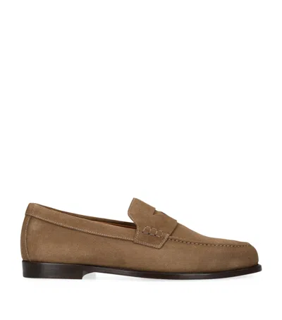 Doucal's Penny-slot Suede Loafers In Brown