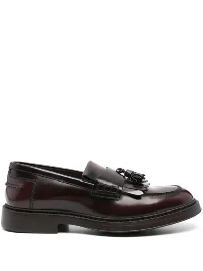 Doucal's Tassel-detail Moccasin In Midnight Blue Leather In Black