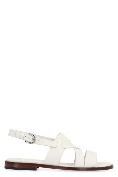 Doucal's Tropic Leather Sandals In White