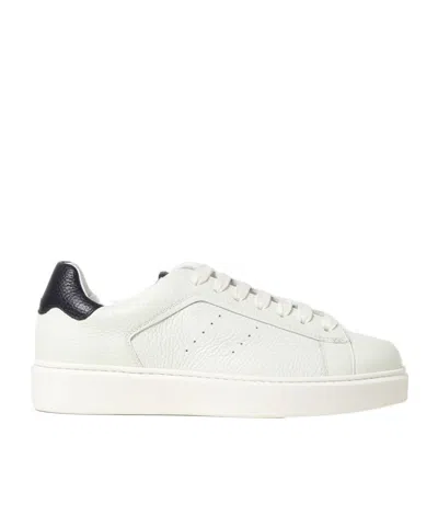 Doucal's Tumbled Leather Sneakers In White