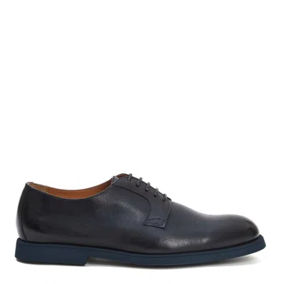 Doucal's Unlined Blue Leather Lace-up