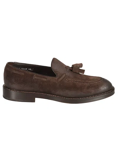 Doucal's Vintage Style Oil Loafers In Brown