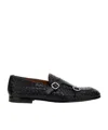 Doucal's Blue Woven Leather Double-buckle Loafer In Black