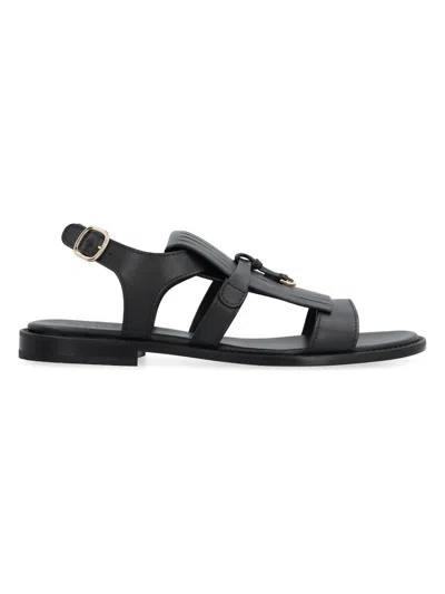 Doucal's Women's Urano Leather Sandals In Black