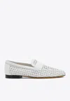 Doucal's Woven Leather Loafers In White