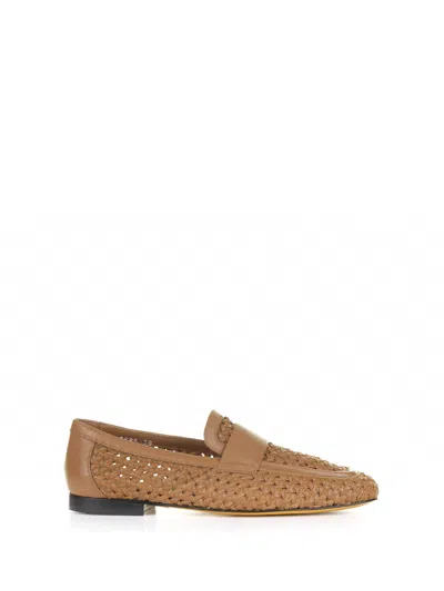 Doucal's Woven Leather Moccasin In Noce
