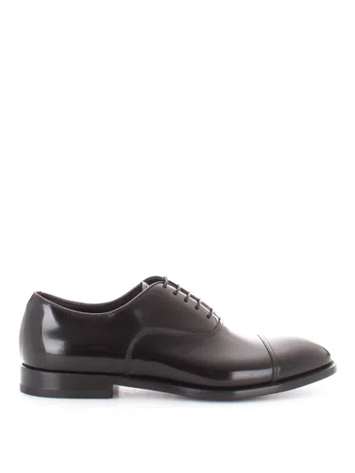 DOUCAL'S BRUSHED LEATHER BLACK OXFORD SHOES