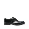 Doucal's Blue Oxford Shoes In Brushed Leather With Toe Cap