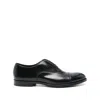 Doucal's Blue Oxford Shoes In Brushed Leather With Toe Cap