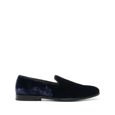 Doucal's Almond-toe Velvet Loafers In Blue