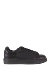 Doucal's Black Tumbled Leather Sneakers With Suede Heel In Brown