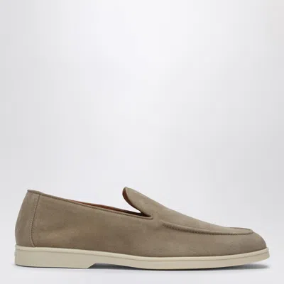 Doucal's Suede Leather Moccasin In Sand Color In Beige