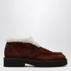 Doucal's Suede Moccasin With Fur In Brown