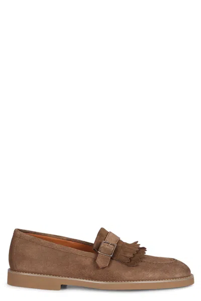 Doucal's Fringed Tassel-detail Suede Loafers In Beige