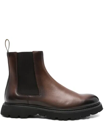 Doucal's 40mm Elastic-panel Leather Chelsea Boots In Brown