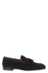 Doucal's Navy Blue Solid Adler Loafers In Blue