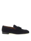 Doucal's Navy Blue Solid Adler Loafers In Blue