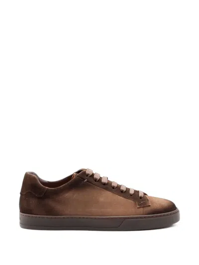 Doucal's Airbrushed Suede Sneakers In Brown